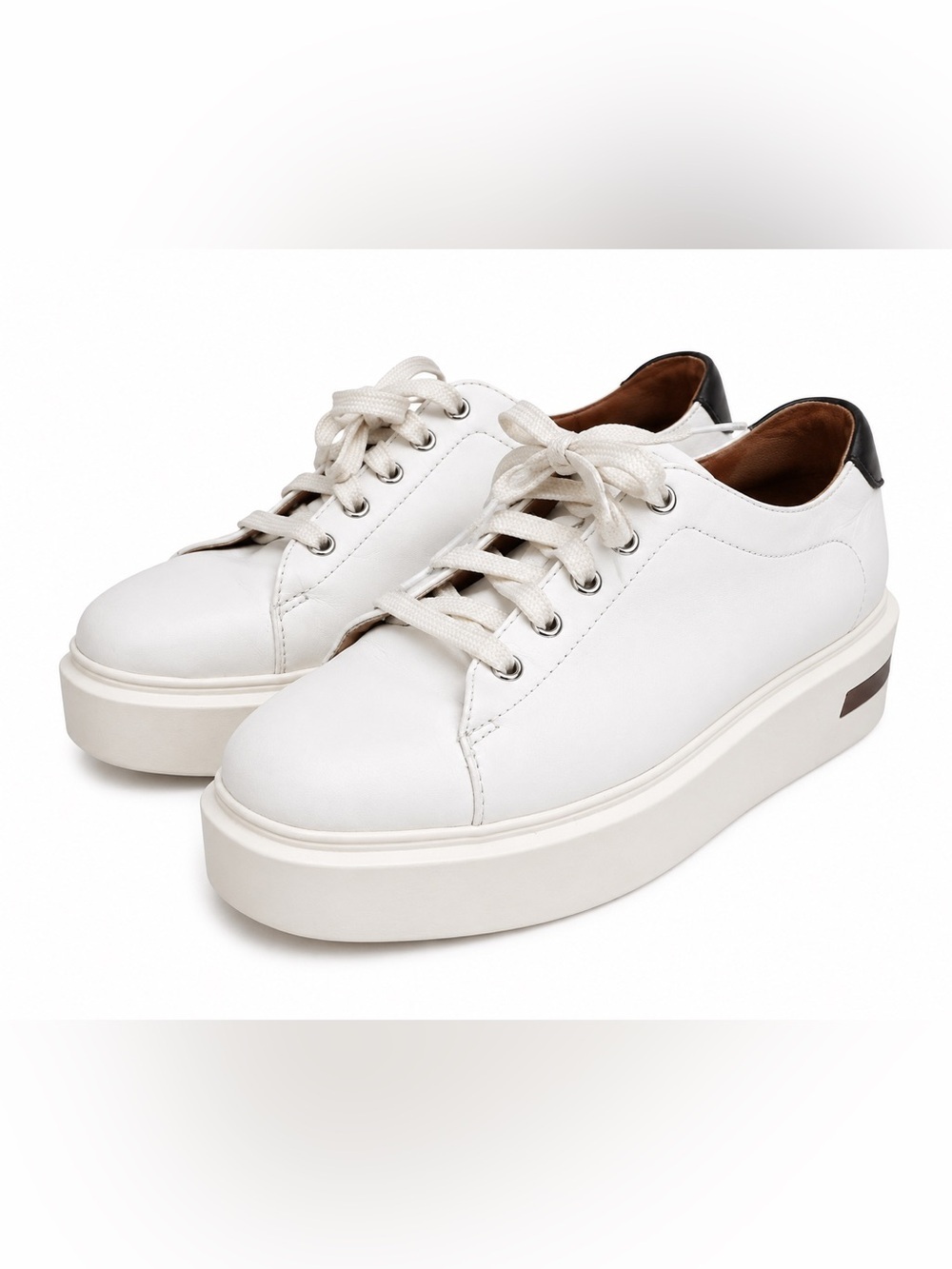 Paolo Women’s White Platform Sneakers - Chunky Casual Lace-Up Shoes. Size: 7.5